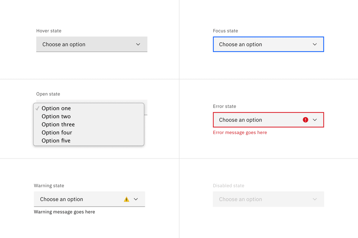 Select interactive states